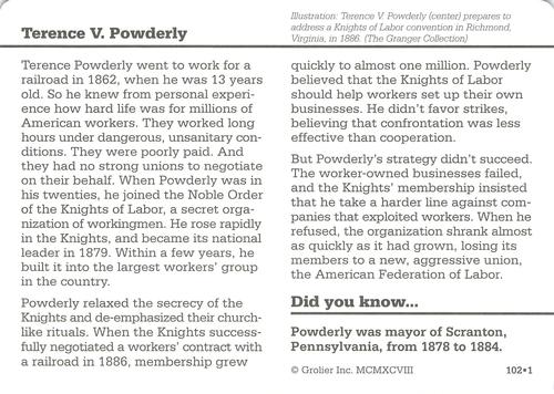 1994-01 Grolier Story of America #102.1 Terence V. Powderly Back