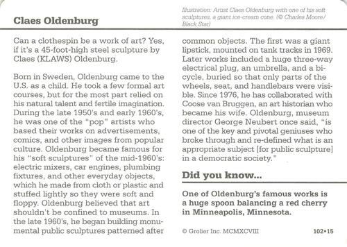 1994-01 Grolier Story of America #102.15 Claes Oldenburg Back