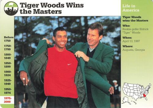 1994-01 Grolier Story of America Cards #117.12 Tiger Woods Wins the Masters Front