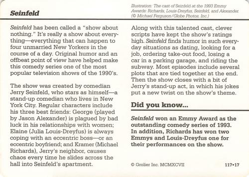 1994-01 Grolier Story of America #117.17 Seinfeld Back