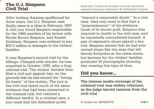 1994-01 Grolier Story of America #118.7 The O.J. Simpson Civil Trial Back