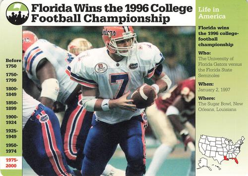 1994-01 Grolier Story of America Cards #118.8 Florida Wins the 1996 College Football Championship Front