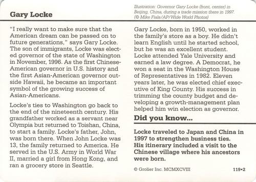 1994-01 Grolier Story of America #119.2 Gary Locke Back