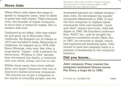 1994-01 Grolier Story of America #119.3 Steve Jobs Back