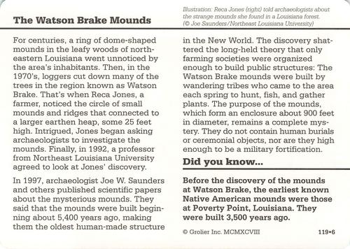 1994-01 Grolier Story of America #119.6 The Watson Brake Mounds Back