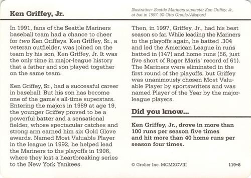 1994-01 Grolier Story of America #119.8 Ken Griffey, Jr. Back