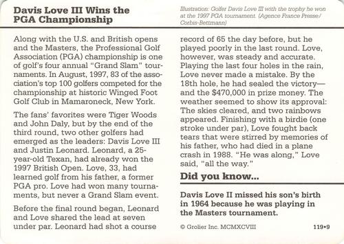 1994-01 Grolier Story of America #119.9 Davis Love III Wins the PGA Championship Back