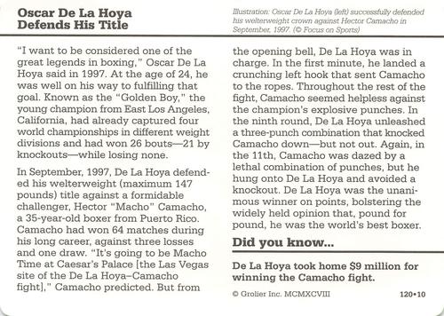 1994-01 Grolier Story of America #120.10 Oscar De La Hoya Defends His Title Back