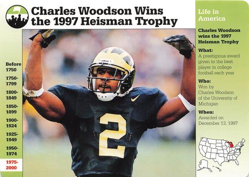 1994-01 Grolier Story of America #120.11 Charles Woodson Wins the 1997 Heisman Trophy Front