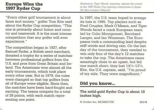 1994-01 Grolier Story of America #121.8 Europe Wins the 1997 Ryder Cup Back