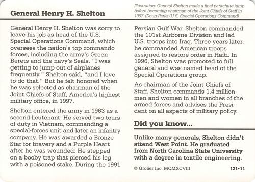 1994-01 Grolier Story of America #121.11 General Henry H. Shelton Back