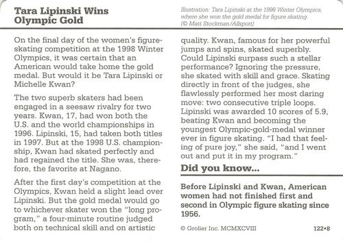 1994-01 Grolier Story of America #122.8 Tara Lipinski Wins Olympic Gold Back