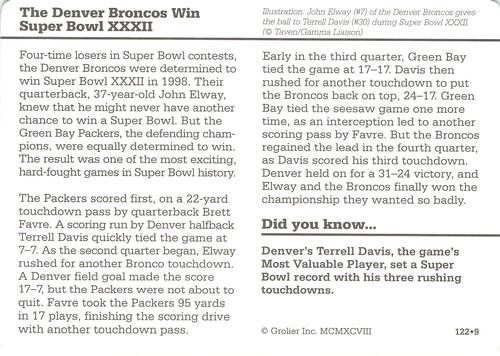 1994-01 Grolier Story of America #122.9 The Denver Broncos Win Super Bowl XXXII Back