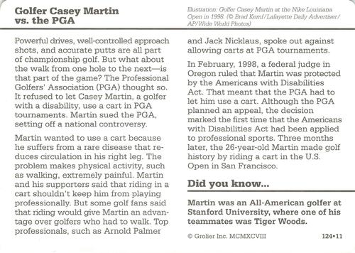 1994-01 Grolier Story of America #124.11 Golfer Casey Martin vs. the PGA Back