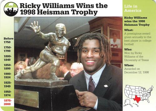 1994-01 Grolier Story of America #125.7 Ricky Williams Wins the 1998 Heisman Trophy Front
