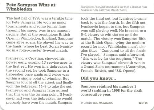 1994-01 Grolier Story of America Cards #125.14 Pete Sampras Wins at Wimbledon Back