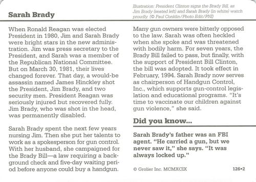 1994-01 Grolier Story of America #126.2 Sarah Brady Back