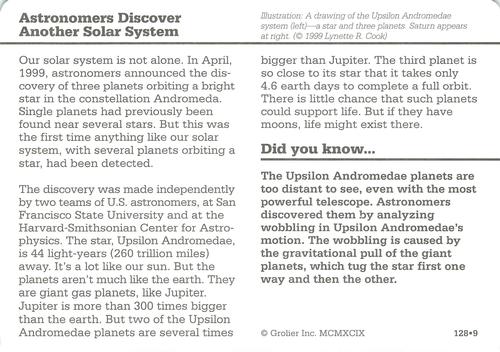 1994-01 Grolier Story of America #128.9 Astronomers Discover Another Solar System Back