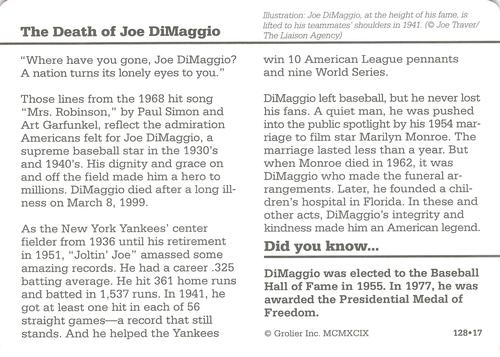 1994-01 Grolier Story of America #128.17 The Death of Joe DiMaggio Back