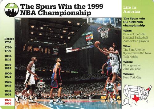 1994-01 Grolier Story of America Cards #128.20 The Spurs Win the 1999 NBA Championship Front