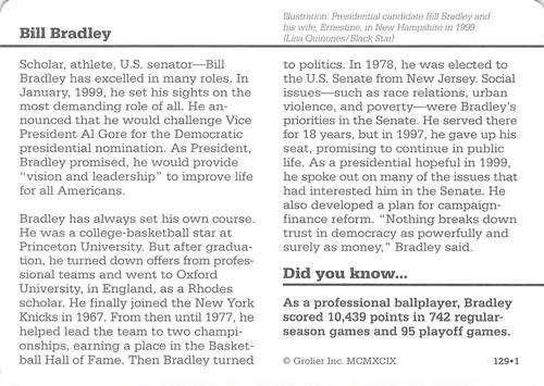 1994-01 Grolier Story of America #129.1 Bill Bradley Back
