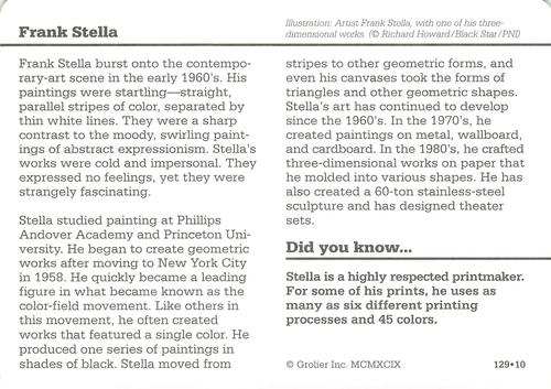 1994-01 Grolier Story of America #129.10 Frank Stella Back