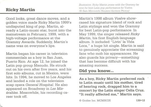 1994-01 Grolier Story of America #130.12 Ricky Martin Back