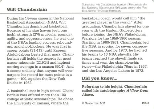 1994-01 Grolier Story of America #132.6 Wilt Chamberlain Back