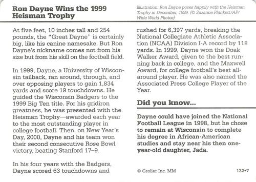 1994-01 Grolier Story of America #132.7 Ron Dayne Wins the 1999 Heisman Trophy Back