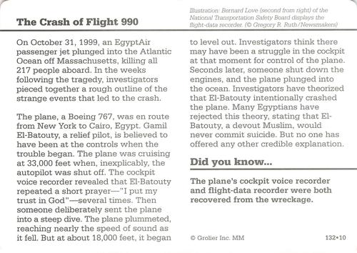 1994-01 Grolier Story of America #132.10 The Crash of Flight 990 Back