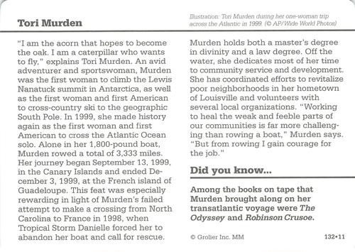 1994-01 Grolier Story of America Cards #132.11 Tori Murden Back