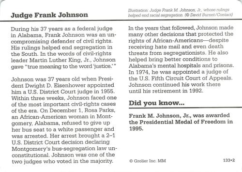 1994-01 Grolier Story of America #133.2 Judge Frank Johnson Back