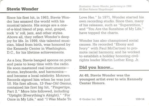 1994-01 Grolier Story of America #133.14 Stevie Wonder Back