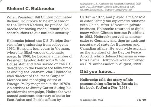 1994-01 Grolier Story of America #133.19 Richard C. Holbrooke Back