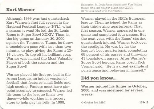 1994-01 Grolier Story of America #135.18 Kurt Warner Back
