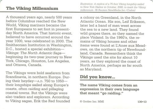 1994-01 Grolier Story of America #136.13 The Viking Millennium Back