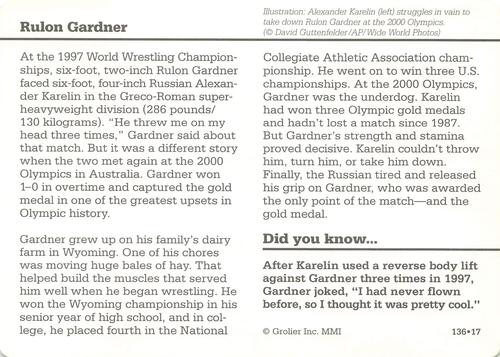 1994-01 Grolier Story of America #136.17 Rulon Gardner Back