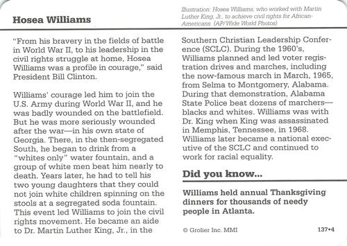 1994-01 Grolier Story of America #137.4 Hosea Williams Back