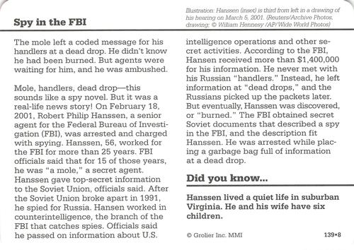 1994-01 Grolier Story of America #139.8 Spy in the FBI Back