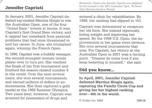 1994-01 Grolier Story of America #139.16 Jennifer Capriati Back