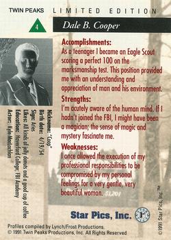 1991 Star Pics Twin Peaks - Limited Edition #4 Agent Cooper Back