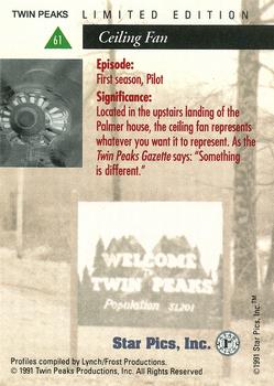1991 Star Pics Twin Peaks - Limited Edition #61 Ceiling Fan Back