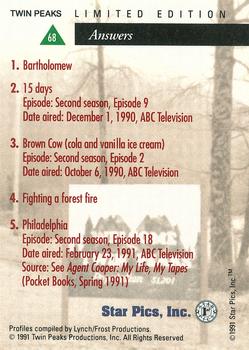 1991 Star Pics Twin Peaks - Limited Edition #68 Trivia Back