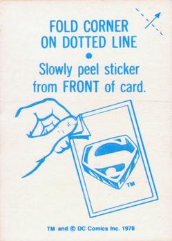 1978 Topps Superman: The Movie - Foil Stickers (Series Two) #NNO Superman Straight-Faced Back