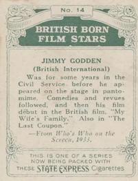 1934 Ardath Tobacco Company - British Born Film Stars - Large size #14 Jimmy Godden Back