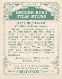 1934 Ardath Tobacco Company - British Born Film Stars - Large size #37 Jack Buchanan Back