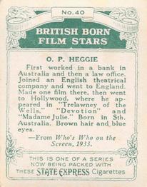 1934 Ardath Tobacco Company - British Born Film Stars - Large size #40 O.P. Heggie Back