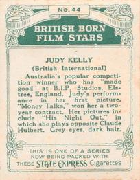 1934 Ardath Tobacco Company - British Born Film Stars - Large size #44 Judy Kelly Back