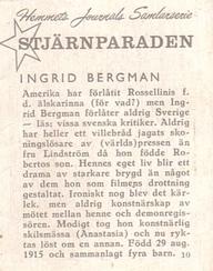 1956-62 Hemmets Journal Stjarnparaden #10 Ingrid Bergman Back