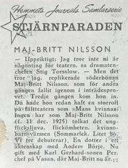 1956-62 Hemmets Journal Stjarnparaden #17 Maj-Britt Nilsson Back